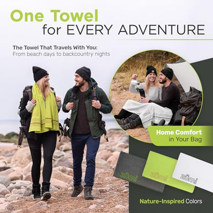 Zumi 100% Cotton Quick Dry Travel Towel - Soft, Thin, Compact, Highly Absorbent, Lightweight Camping Towel for Beach, Gym, Bath, Shower, Swimming, Dorm, RV - Green - color: Green Large
