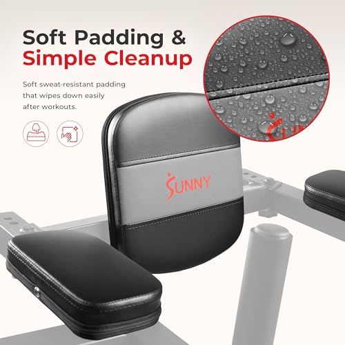 Sunny Health & Fitness Power Cage Squat Rack Upgrade Attachments, Dip Bar, Plate Bar Holder, Belt Squat, J Hook, Lat, Adapter, U Ring, Pull Up Bar, Landmine, Captain's Chair, Tricep Rope For Home Gym - style: Captain's Chair