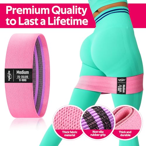 Fabric Resistance Bands for Working Out, Exercise Bands for Glutes and Legs - color: 1.Pink,Aqua,Purple