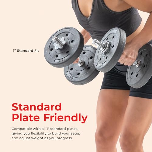 Sunny Health & Fitness Threaded Dumbbell w/Star-Lock Collars, 14"- 24" Pair - style: 14-Inch Premium