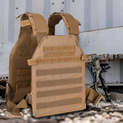 Adjustable Weighted Vest Fitness Sport Training Strength and Endurance Training,Quick Release with Molle for Running,Fitness Workouts - color: Tan