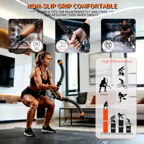 Weighted Ropeless Battle Ropes Adjustable Battle Ropes for Home Gym for Full Body Workout, HIIT and Low-Impact Aerobic Training Cardio Strength Training, Fitness Gift, Indoor Workout Equipment