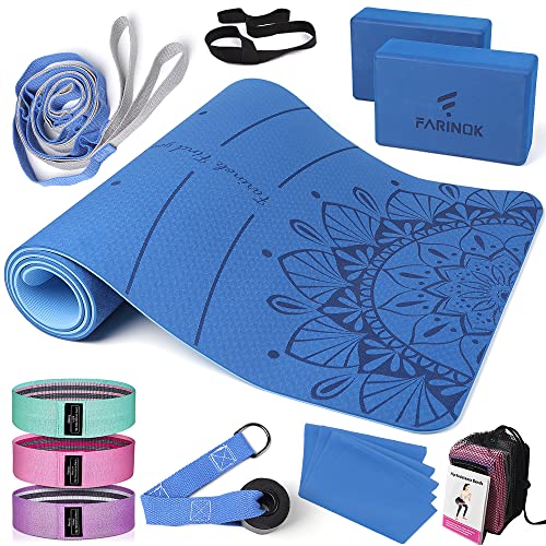 1/3 Yoga Mat Thick, Yoga Set for Beginners - color: LIGHT BLUE