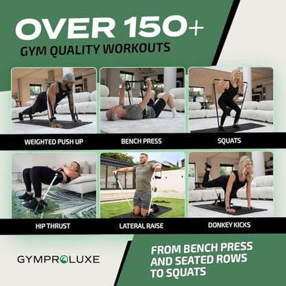 Portable Gym - Resistance Exercise Band Set - 200LBS Resistance Bands for Men & Women - Multi Gym Fitness Equipment & Pilates Bar for Home Workout