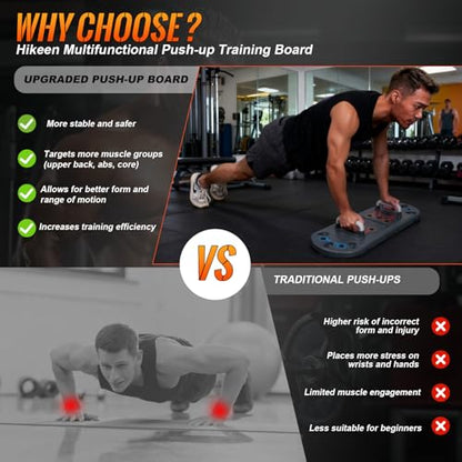 Hikeen Push Up Board - Portable Push Up Bar for Home & Travel, Multi-Functional Fitness Workout Equipment | Ideal Home Gym Equipment for Strength Training | Durable Push Up Board for Men and Women
