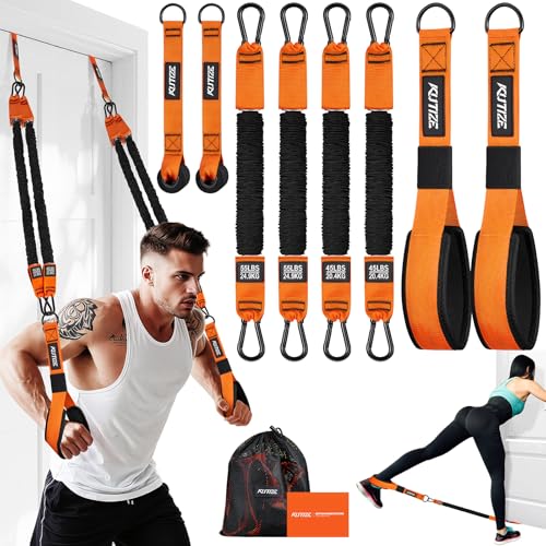 KUTIZE Resistance Bands, Exercise Bands with Handles, Door Anchor, Heavy-Duty Tricep Workout Equipment for Pushdowns, Bicep Curls, Face Pulls, Home Gym Equipment Training for Back, Abs, Triceps