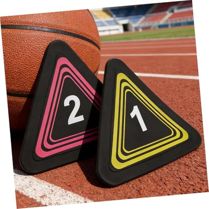 10pcs Triangle Number Spot Markers for Basketball Soccer Training, Non-Slip TPE Material with Rounded Edges, 360° Visual Recognition Low-Profile Field Cones for Agility Drills