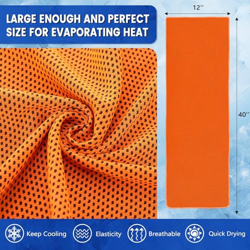 50 Pack Cooling Towels, 40"x12" Yoga Towels Ice Breathable Soft Chilly Sweat Rag Microfiber Workout Rags for Neck and Face for Gym Golf Sport Running(Orange)