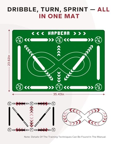 HAPBEAR Soccer Training Mat - 0.2" Thickened Professional Footwork & Ball Mastery Equipment - Anti-Slip Silent Football Practice Mat for Home & Gym - All Ages Speed Agility Trainer