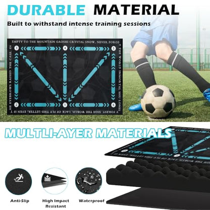 Soccer Training Mat with Video Guide & Grip Socks | 47“x32” Footwork Agility Mat for Ball Control & Speed | Non-Slip Soccer Practice Mat for All Ages, Home, Gym | Includes Training Equipment & Guide - style: 5-in-1 Ultimate