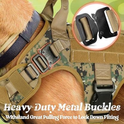 rabbitgoo Tactical Dog Harness X-Large, Heavy Duty Military No Pull Vest - color: Brown Camo, size: X-Large