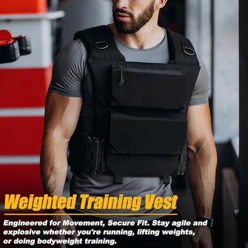 Weighted Vest Men with 35lbs - Weighted Workout Vest with Removable Iron Weights, Heavy Duty Weighted Exercise Vest for Functional Training & Calisthenics - Black