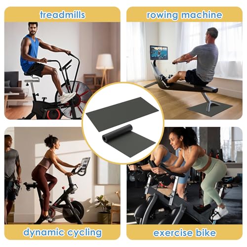2PCS Exercise Bike Mat, Non-Slip Exercise Bike Mat for Floor for Rowing Machine and Stationary Spin Bike