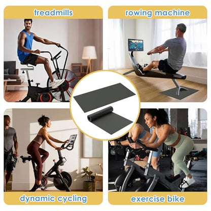 2PCS Exercise Bike Mat, Non-Slip Exercise Bike Mat for Floor for Rowing Machine and Stationary Spin Bike