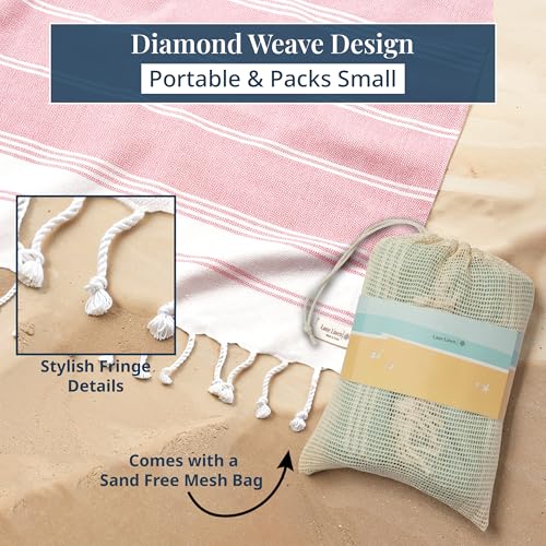 LANE LINEN Beach Blanket Sand Free & Extra Large Beach Towel - Candy Pink - color: 11: Candy Pink, size: Beach Blanket (82" x 82")