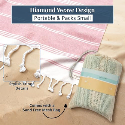 LANE LINEN Beach Blanket Sand Free & Extra Large Beach Towel - Candy Pink - color: 11: Candy Pink, size: Beach Blanket (82" x 82")