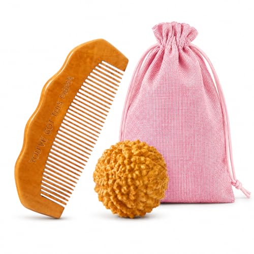 Birth Comb Acupressure Massage Ball Set - Wooden Labor Comb Natural Labor and Delivery Essentials, Mom to Be Gift, New Mom Gifts for Labor Pain Relief