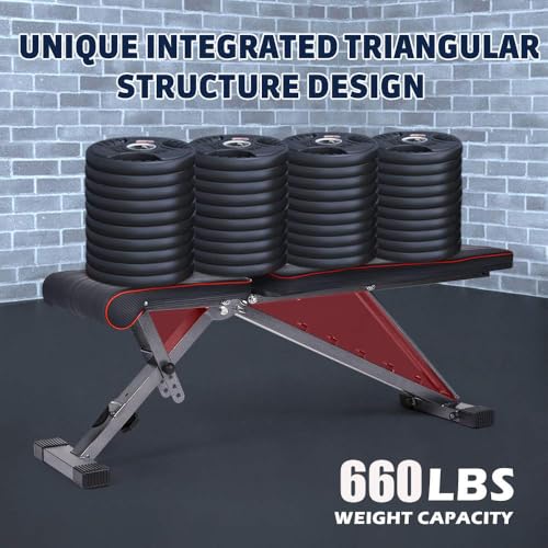 Yoleo Weight Bench | Foldable Workout Benches for Home Gym | 660lbs Bench Press for Strength Training | Home Gym Systems
