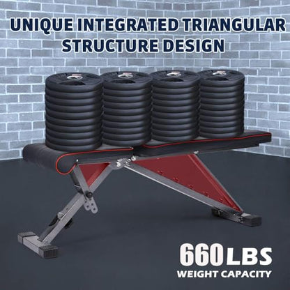 Yoleo Weight Bench | Foldable Workout Benches for Home Gym | 660lbs Bench Press for Strength Training | Home Gym Systems