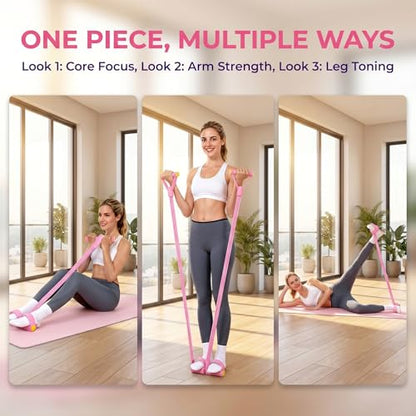 2Pcs Resistance Bands with Pedals, 6-Tube Tension Rope Exercise Equipment with Foam Handles, Sit-Up Pull Rope for Home Workout, Waist, Arm & Core Training Fitness Equipment