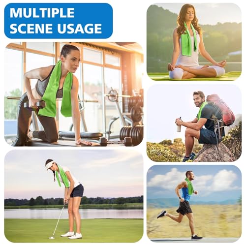 24 Pack Cooling Towels Bulk for Neck and Face 40"x12" Ice Cooling Sweat Rags Microfiber Soft Breathable Soft Chilly Towel for Yoga Golf Sport Running - color: Bright Green