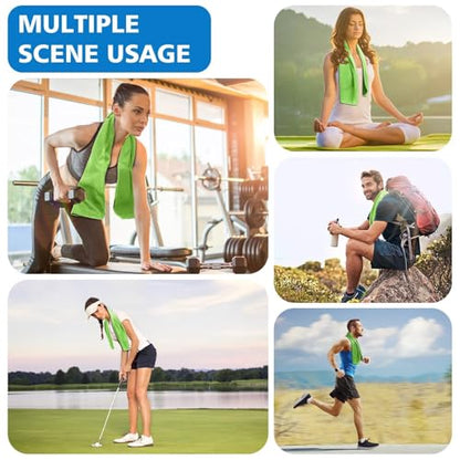24 Pack Cooling Towels Bulk for Neck and Face 40"x12" Ice Cooling Sweat Rags Microfiber Soft Breathable Soft Chilly Towel for Yoga Golf Sport Running - color: Bright Green