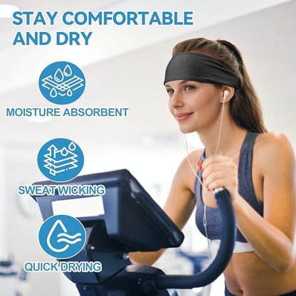 Sukeen Cooling Headbands for Women, Instant Cooling Moisture Wicking Non-Slip Sweatbands for Women Running Fitness Yoga - color: Black