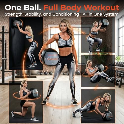 Bionic Body Soft Medicine Ball Weighted Slam Wall Ball for Cardio Workout and Core Training – Ideal for Squat, Lunge, and Partner Toss - style: 20LB