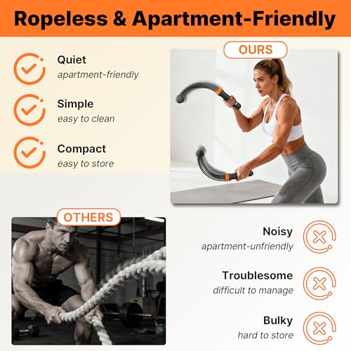 Adjustable Ropeless Battle Ropes for Home Gym for Men & Women, Heavy Duty Cordless Battle Rope, Exercise Ropes with Variable Resistance, Strength & Low-Impact Cardio for HIIT