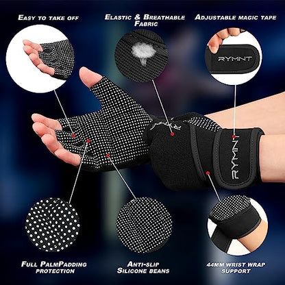 Workout Gloves with Wrist Wrap Support, Weight Lifting Gloves with Full Palm Protection & Extra Grip for Men Women Gym Exercise, Fitness, Weightlifting, Pull ups