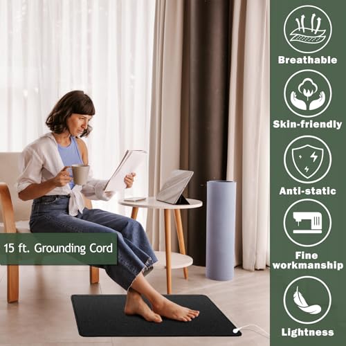 Grounding Mat,35.4x23.6 inches,Reconnect to The Earth EMF Recovery,for Foot Therapy,Carbon Fiber Universal Grounding Mat for Feet,Improve Energy,Sleep Assist and Helps with Anxiety - size: 23.6x35.4 Inch (Pack of 1)