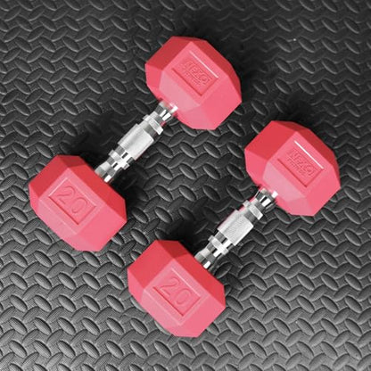 NEXO Pink Rubber Hex Dumbbells Commercial Grade Rubber Hex Dumb Bell Weight