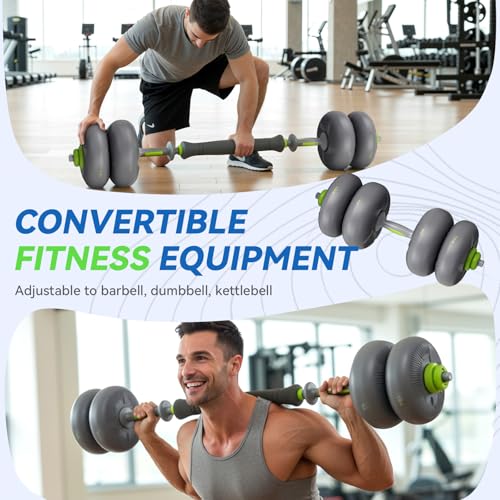 LIFERUN Adjustable Dumbbell Set, Soft PVC Coated, 45lbs/67lbs Free Weight Set Home Gym, 4-in-1 Used As Barbell, Dumbbells, Kettlebell, Weight Plates, Weights Dumbbells Set, Space Saving Fitness Exercise For Men/Women