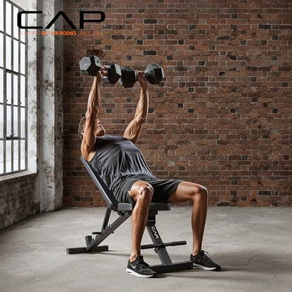 CAP Barbell Adjustable Training Utility Weight Bench | Foldable Multi-Position Incline/Flat Bench with 6 Backrest Settings, Thick Padding & 600 LB Capacity | Home Gym Workout Bench