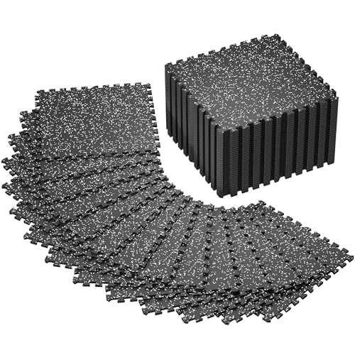 SUPERJARE 0.4'' Thick 36 Pcs 144 Sq Ft Rubber Top Exercise Equipment Mats - size: 48 Tiles (192 Sq Ft)