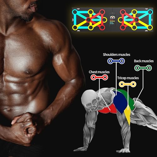 UPREIGN Multi-Functional Push-Up Plate. Portable and Foldable Push-up Board with Handle for Muscle Building and Strength Training - color: Light black