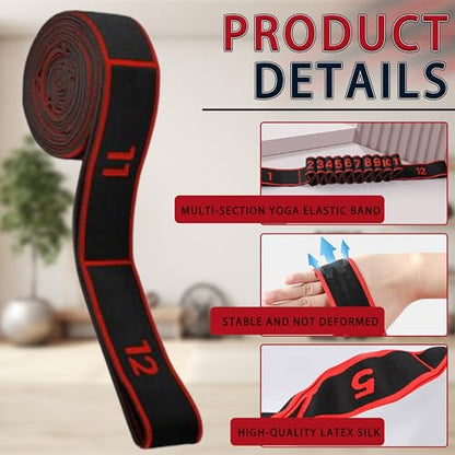 2PCS Elastic Yoga Stretching Strap with 12 Loops Stretch Resistance Exercise Bands for Yoga,Pilates,Dance,Rhythmic Gymnastics,Physical Therapy,Ballet Couple Style