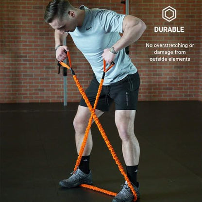 Slastix Toner Resistance Bands with Handles | Safe Sleeve Exercise Bands for Strength Training, Full Body Workouts, and Home Gym Fitness