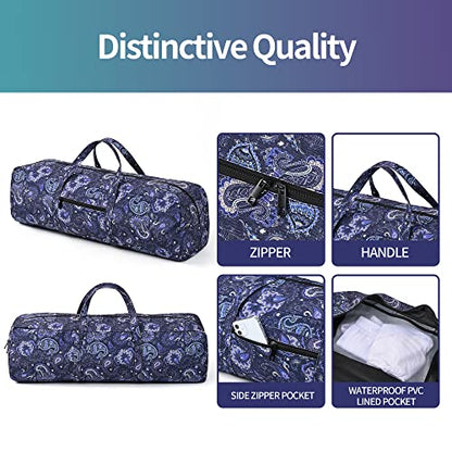 | Yoga Mat Bag | Large Yoga Mat Carrier with Wet Pocket | Yoga Gifts | Gym Tote Bag for Women - color: Blue cashew flower