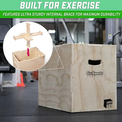 GoSports Fitness 3-in-1 Plyo Jump Box - Small, Standard, or XL - Launch Box Exercises for All Skill Levels