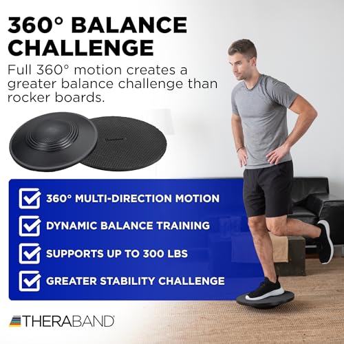 THERABAND Wobble Board Stability and Balance Trainer, Round Wobble Board, Core Strength Balance Disc for Adults, Physical Therapy, Agility Training, Compact Non-Slip Design - style: Wobble Board