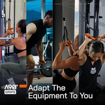 Original Pull-Up Grips - Lat Pulldown Attachment - T-Bar Row & Cable Machine - D Handle - Forearm Strength Trainer - Gym Equipment - Exercise Equipment - Grip Strength Trainer
