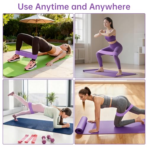 Fabric Resistance Bands for Women - 3 Levels Booty & Leg Workout Bands for Glutes, Thigh Squats Pilates Yoga, Non Slip Exercise Band,Portable Home Gym Set with Bag