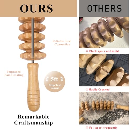 Cellulite Massage Tool Wood Therapy Massage Tools Fascia Blaster Cellulite Roller Lymphatic Drainage Massager Deep Tissue Massage Stick for Legs Thighs Muscle Relief Recovery(White 12-Wheel) - color: Nude 12-wheel