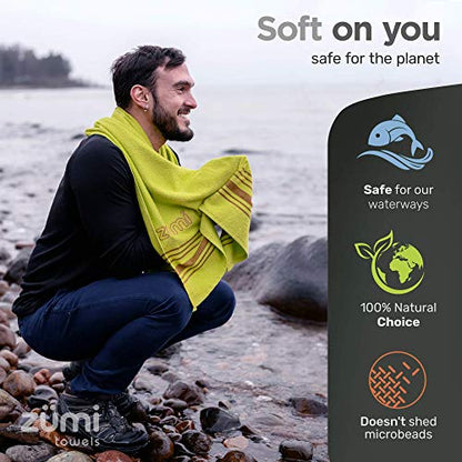 Zumi 100% Cotton Quick Dry Large Travel Towel - Soft, Thin, Compact, Highly Absorbent, Lightweight Camping Towel for Beach, Gym, Bath, Shower, Swimming, Dorm, RV - White - color: Large White