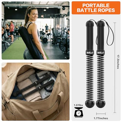 Ropeless Battle Ropes for Home Gym, Portable Cordless Weighted Battle Rope - size: Standard Black