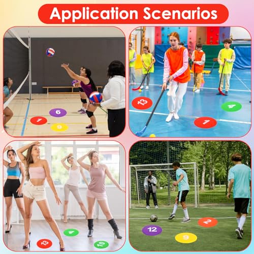 24 Pieces 9 Inch Poly Spots, Anti-Slip Spot Markers Floor Spots | Waterproof Flat Filed Cones Poly Dots for Agility Drills, Basketball, Football Training, Sport Activities and Exercise