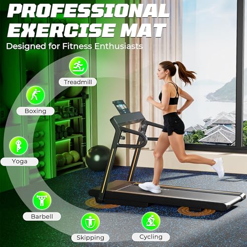 0.56" Rubber Top Gym Flooring, Heavy Duty Interlocking Gym Mats for Home Gym, Non-Slip Workout Mat, 24 x 24in Large Gym Floor Mat, Protect Floors from Weights & Equipment, 96 Sq Ft, Black/Blue
