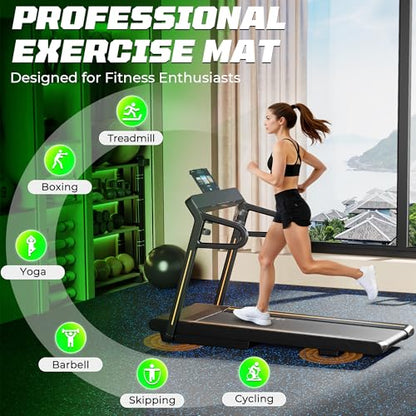 0.56" Rubber Top Gym Flooring, Heavy Duty Interlocking Gym Mats for Home Gym, Non-Slip Workout Mat, 24 x 24in Large Gym Floor Mat, Protect Floors from Weights & Equipment, 96 Sq Ft, Black/Blue