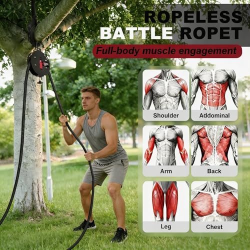 Endless Rope Trainer for Home Gym, Multifunction Tension Rope Suspension Trainer with 14 FT Closed-Loop Nylon Rope, Portable Gym Functional Trainer Cable Machine for Full Body Strength & Cardio HIIT